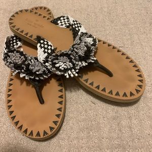 KATE SPADE flip flops, Size 10, black, white, gray